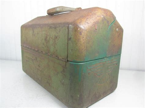 old metal fishing box|steel tackle box.